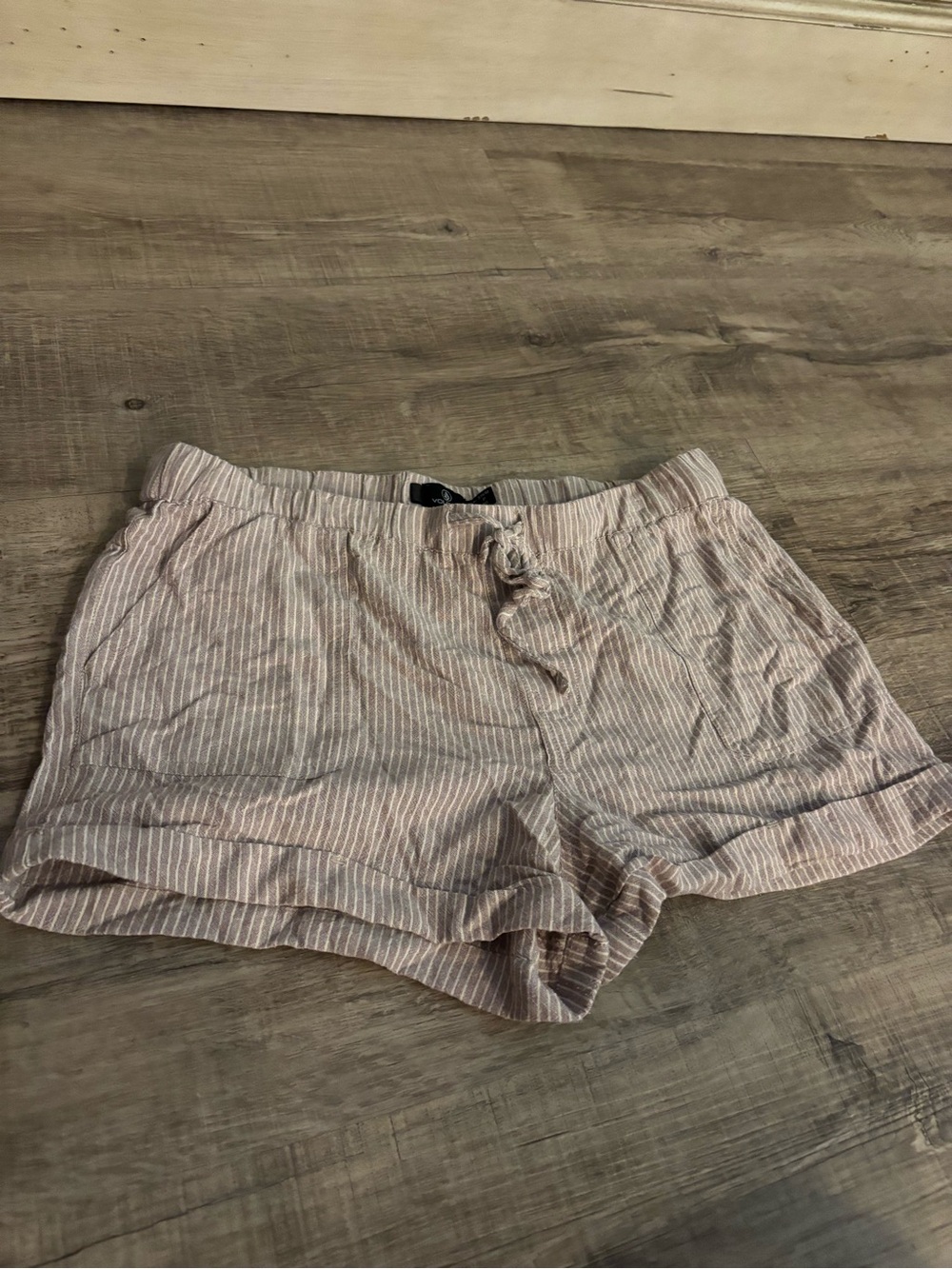 Volcom Light Pink Striped High Waist Women's Shorts